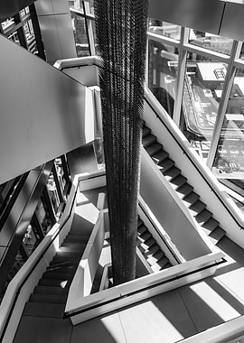 Modern Staircase and Chandelier