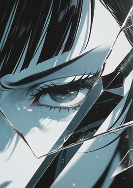 Anime Girl's Eye and Broken Mirror