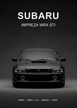 black Subaru Impreza WRX STI Poster