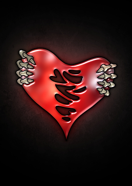 Torn Heart with Bones