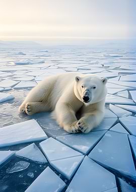 Polar Bear on Ice Floes