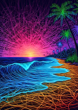 Psychedelic Beach Sunset