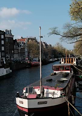 Amsterdam Canal with Houseboats