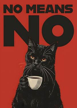 Black Cat Drinking Coffee