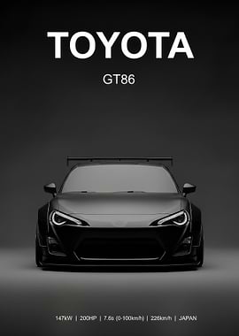 black Toyota GT86 Sports Car poster