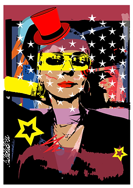 Pop Art Portrait with American Flag Elements