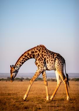 Giraffe grazing in the savanna