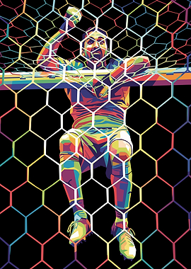 Soccer Player in Goal Net