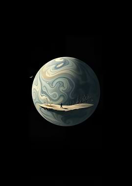 Lone figure on a surreal planet