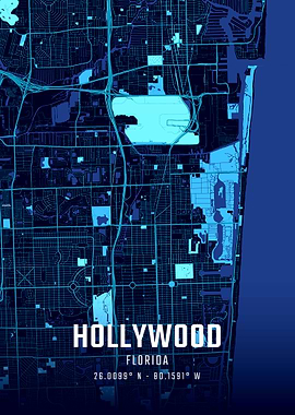 Hollywood Florida Midnight City Map