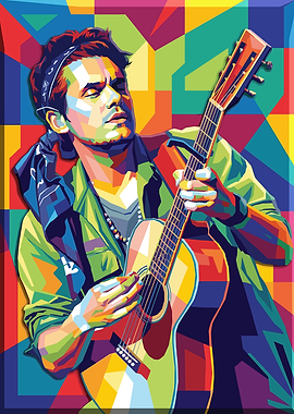 John Mayer Playing Guitar Pop Art