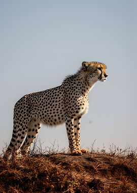 Cheetah standing on a hill