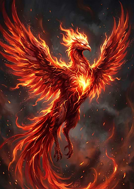 Fiery Phoenix in Flight