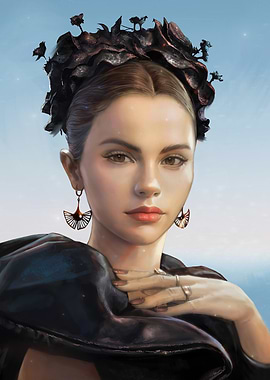 Elegant Woman with Floral Headdress