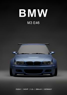 Sport blue BMW M3 E46 Poster