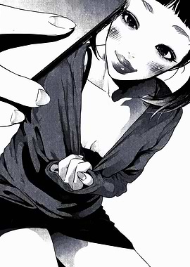 Manga girl in dark shirt