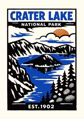 Crater Lake National Park Vintage Poster