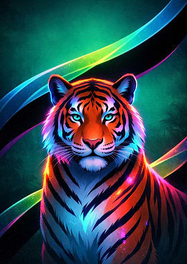 Vibrant Tiger with Neon Glow