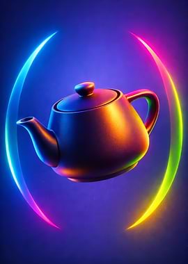 Neon Teapot with Abstract Lighting