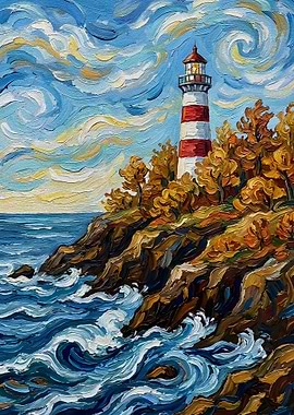 Lighthouse on a Rocky Coast