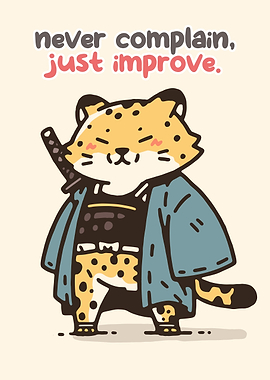 Cute Samurai Cheetah with Inspirational Quote