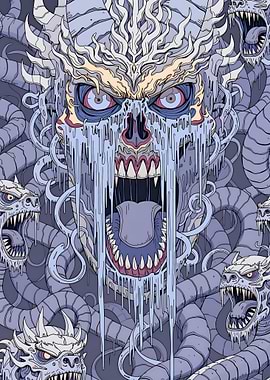 Ice Dragon Skull with Tentacles
