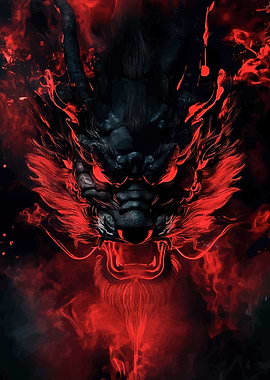 Fiery Red Dragon Head