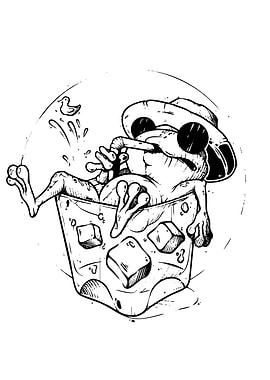 Frog in a Drink with Sunglasses
