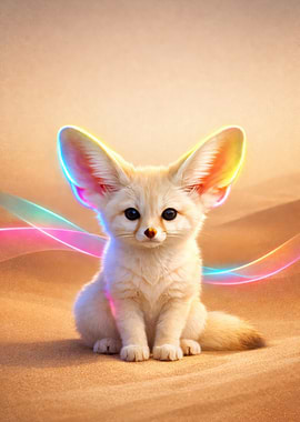 Cute Fennec Fox with Neon Ears