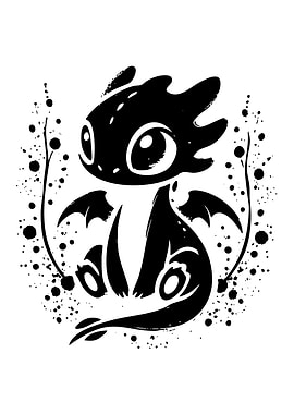 Cute Black Dragon Silhouette