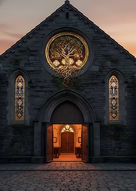 Mystical Tree of Life Church Window