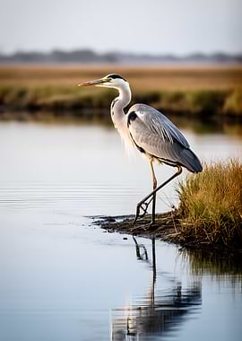 Heron standing by the water