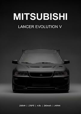 black Mitsubishi Lancer Evolution V poster