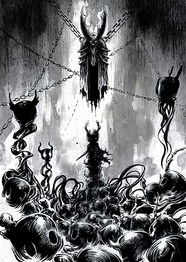 Dark Fantasy Scene with Horned Figures