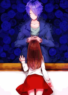 Anime characters with purple hair and red skirt