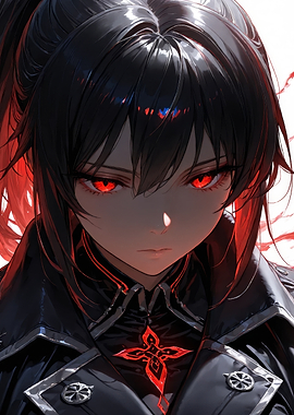 Anime girl with glowing red eyes