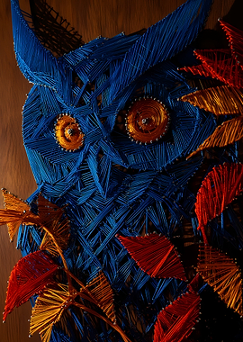String art owl with autumn leaves