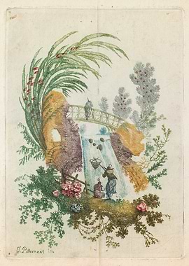 Pastoral Scene with Waterfall and Figures