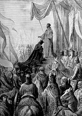 Louis VII Receiving the Cross from Saint Bernard Gustave Dore Crusades Engraving
