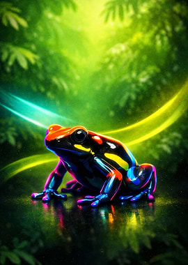 Vibrant Poison Dart Frog in Lush Forest