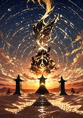 Mystical Desert Gateway at Sunset