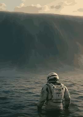 Astronaut in a Watery Landscape