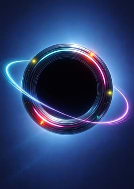Abstract Black Hole with Neon Rings