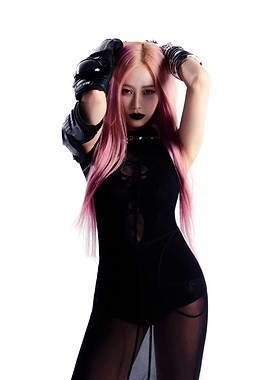 Woman with Pink Hair and Black Outfit aespa
