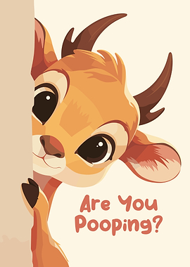 Cute Deer Peeking with Funny Text