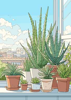 Succulents on a Windowsill