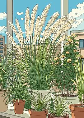 Potted Plants on a Balcony