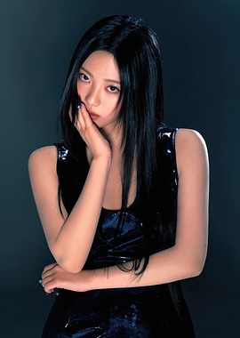 K-Pop Idol in Black Outfit aespa