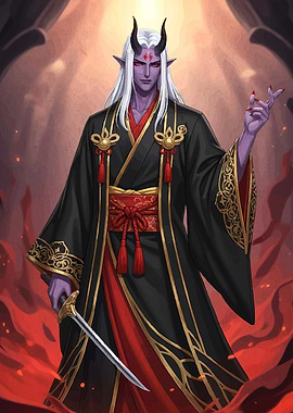 Demon Lord in Traditional Japanese Attire