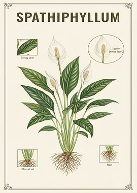Spathiphyllum Botanical Illustration